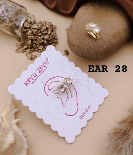 18k Gold Plated AD Ear cuff - Press on Ear Clip Single Piece