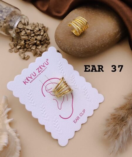 18k Gold Plated AD Ear cuff - Press on Ear Clip Single Piece