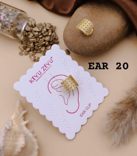 18k Gold Plated AD Ear cuff - Press on Ear Clip Single Piece