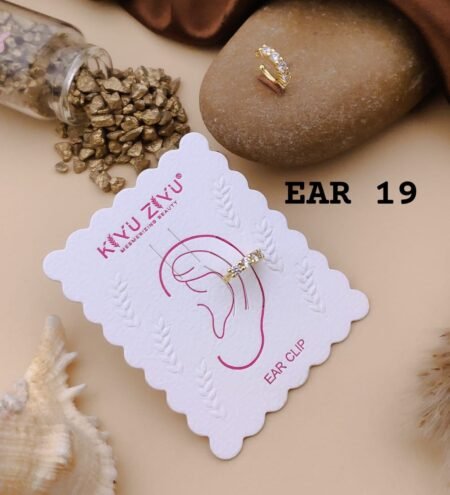 18k Gold Plated AD Ear cuff - Press on Ear Clip Single Piece