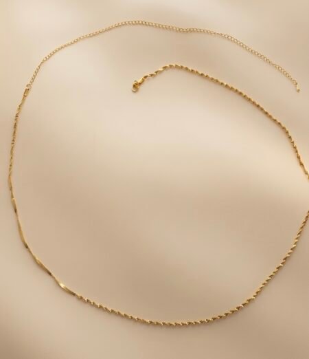 18K Gold Plated Twisted single layer hip chain