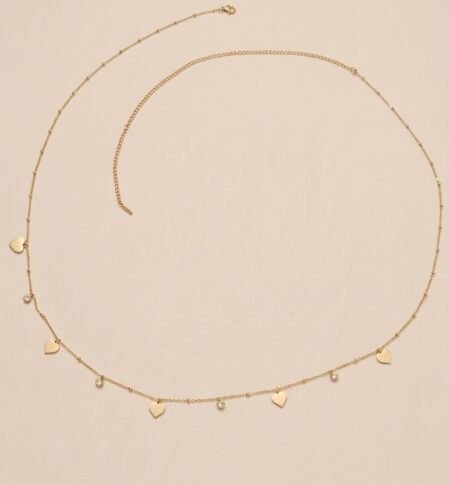 18K Gold Plated Single Layer Heart with stones Hip Chain