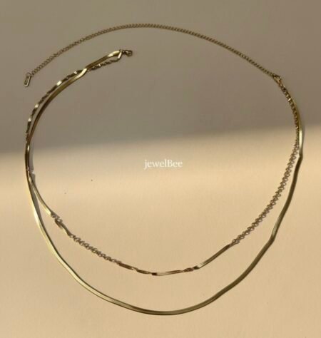 18K Gold Plated Snake Chain Double Layer Snake Chain & Twisted  Hip Chain