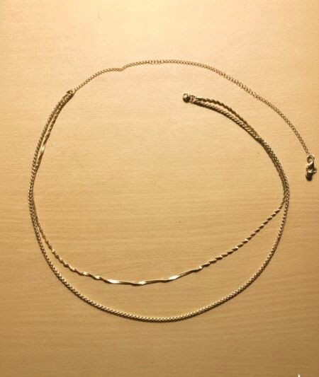 18K Gold Plated Double Layer Round Chain with Twisted  Hip Chain