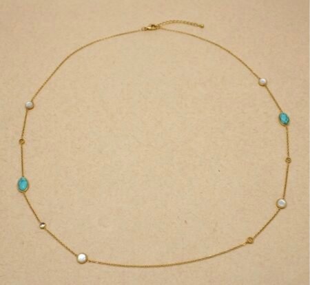 18K Gold Plated Single Layer Turquoise Drop Hip Chain