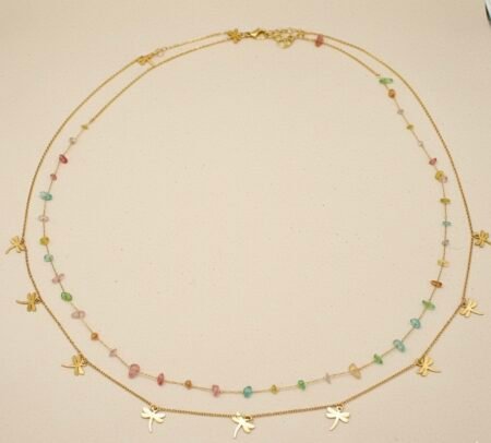 18K Gold Plated Double Flutter Fly Hip Chain