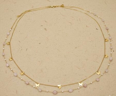 18K Gold Plated Double Crystal Butter Fly  Hip Chain