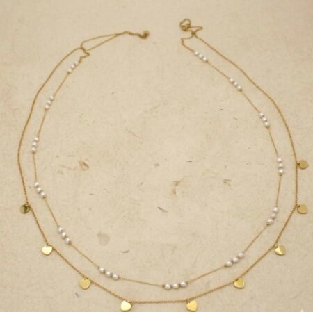 18K Gold Plated Double Layer Crystal Heart Hip Chain