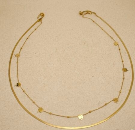 18K Gold Plated Double Snake Chain With Clover left Hip Chain