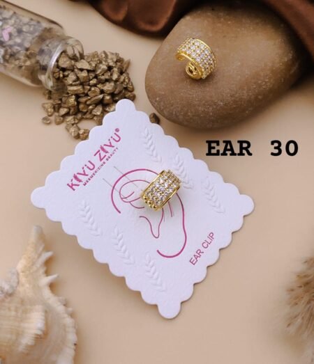 18k Gold Plated AD Ear cuff - Press on Ear Clip Single Piece