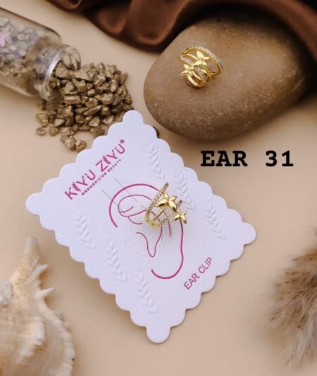 18k Gold Plated AD Ear cuff - Press on Ear Clip Single Piece