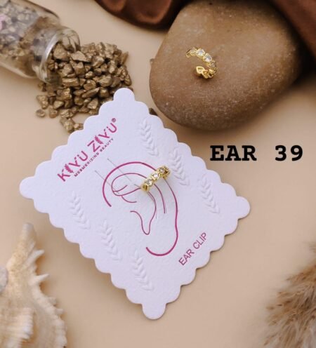 18k Gold Plated AD Ear cuff - Press on Ear Clip Single Piece