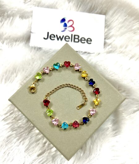 18k Gold plated AD Heart Stone Bracelet