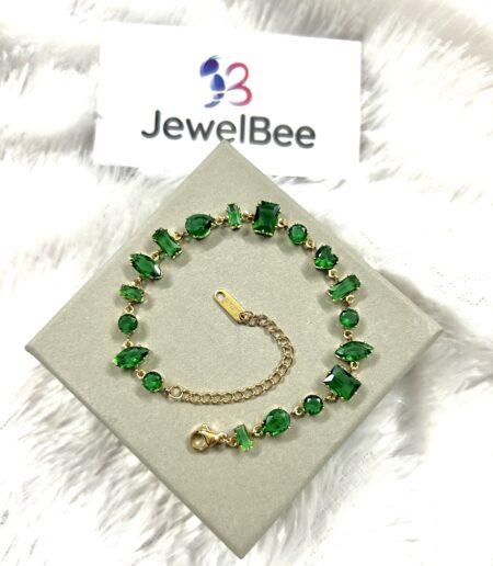 18k Gold plated Emerald Stone Bracelet