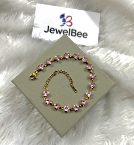 18k Gold plated AD Cupid Heart Stone Bracelet