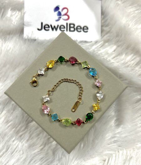 18k Gold plated AD Rainbow Stone Bracelet