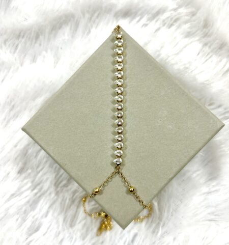 18k Gold plated Arm Finger Hand Chains- White