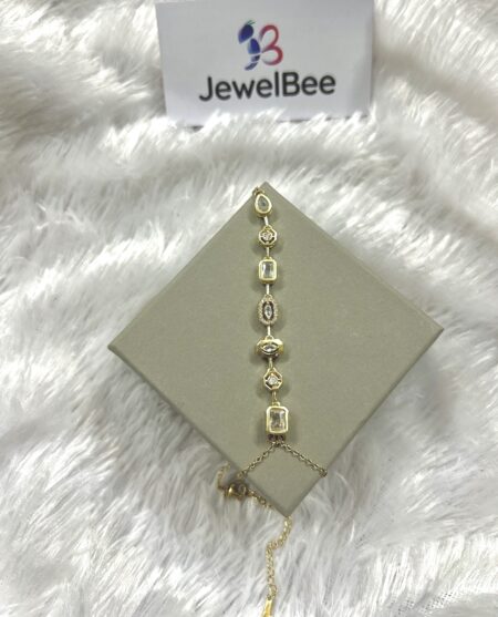 18k Gold plated Arm Finger Hand Chains- White Big