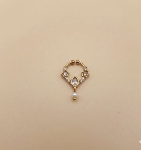 Premium Gold Plated AD Stone Non Piercing Septum Ring- Nima