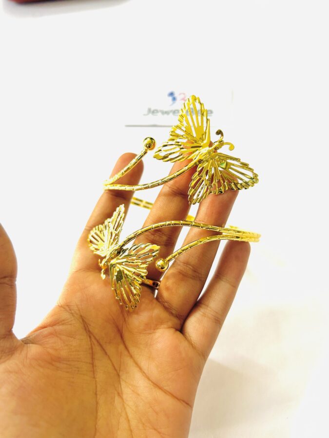 18k Gold Plated Anti tarnish Butter fly Hand Cuff - Image 2