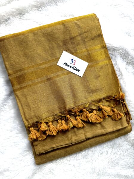 Linen Kasavu Saree with tassels