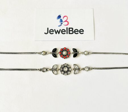 Vine Flower Anklet - Oxidised Anklet
