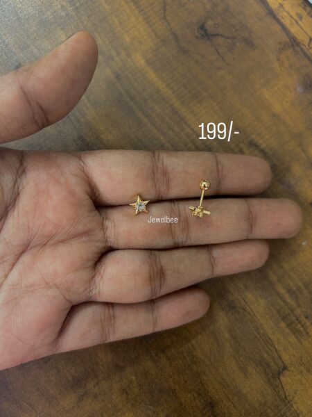 Antitarnish gold plated American Diamond Tara Stud / second stud (Ball back Screw)