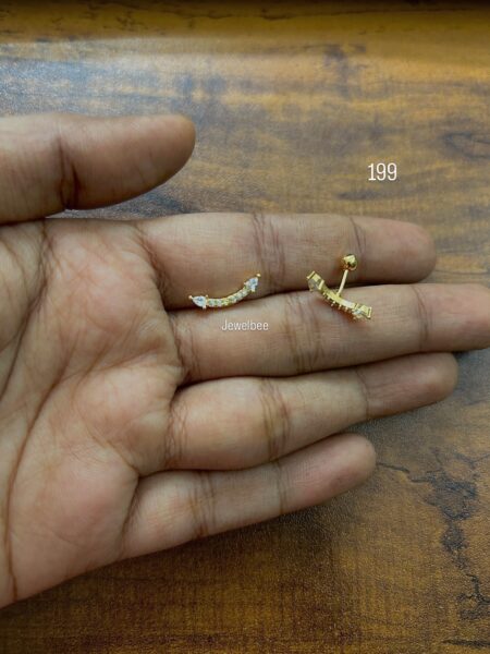 Antitarnish gold plated American Diamond Half moon  Bugadi / second stud (Ball back Screw)