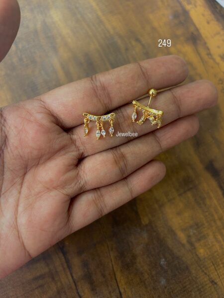 Antitarnish gold plated American Diamond ChandBali  Bugadi / second stud (Ball Back Screw)