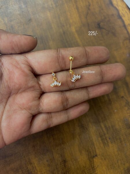 Antitarnish gold plated American Diamond Crown Bugadi / second stud (ball back Screw)