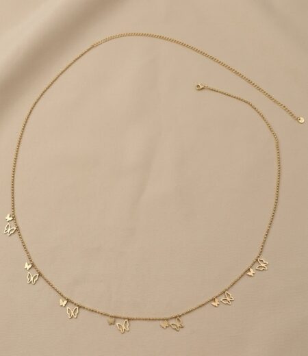 18K Gold Plated Butterfly Couple single layer hip chain