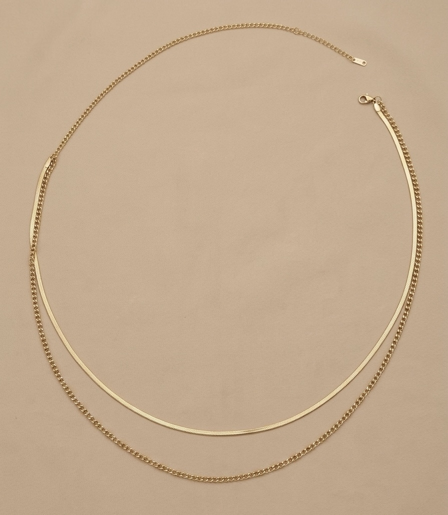 18K Gold Plated Double layer Snake Chain & Thick chain Hip chain