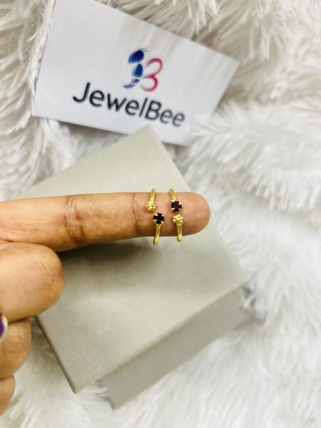 Gold Plated Toe Ring-  Maroon Stone Dot flower (MINCHI)