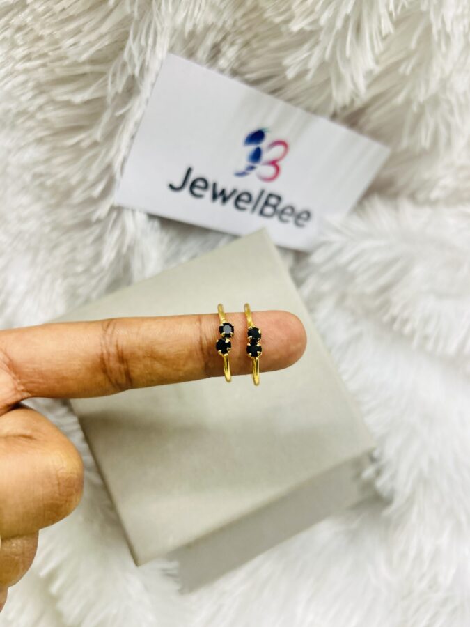 Gold Plated Toe Ring- Black Stone on both side (MINCHI) - Image 2