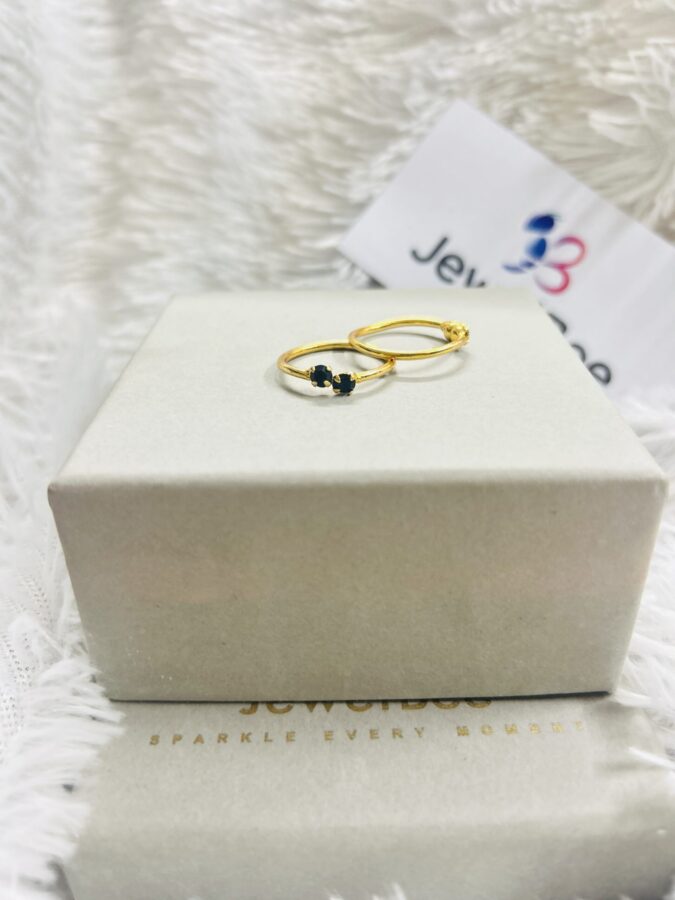 Gold Plated Toe Ring- Black Stone on both side (MINCHI)