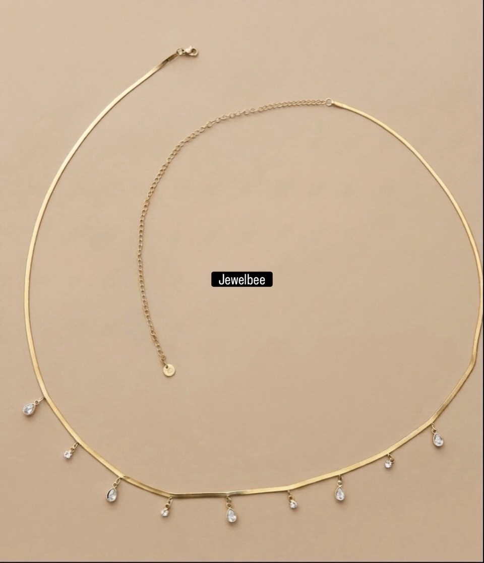 18K Gold Plated Snake Chain rain drop Single Layer hip chain