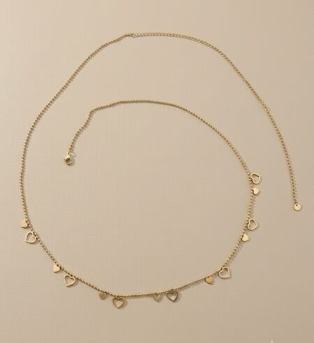 18K Gold Plated Double Heart Single Layer hip chain