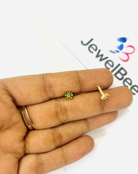 Gold Plated Haritha Green Diamond Work Nosepin
