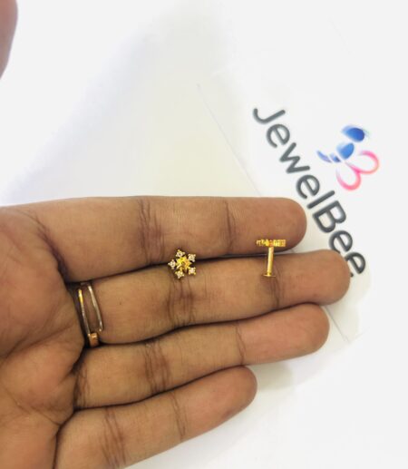 Gold Plated Triveni Diamond Work Nosepin