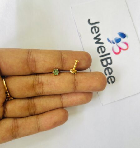 Gold Plated Green Star Nose pin