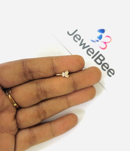 18k Gold Plated Presson Nose Pin- Butterfly with (AD)diamond stones