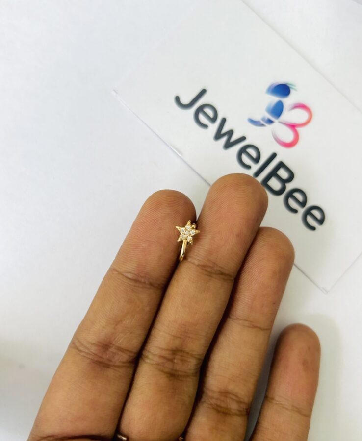 18k Gold Plated Presson Nose Pin- (AD)diamond stones