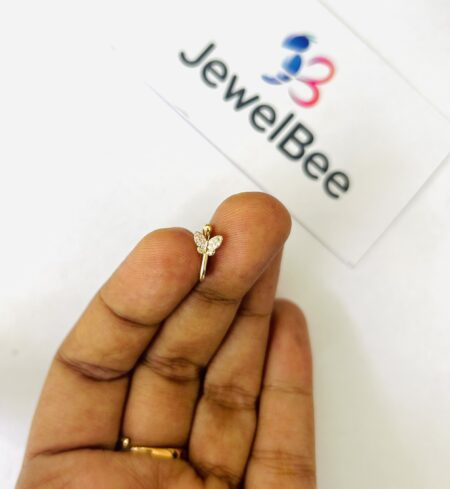 18k Gold Plated Presson Nose Pin- Butterfly with (AD)diamond stones