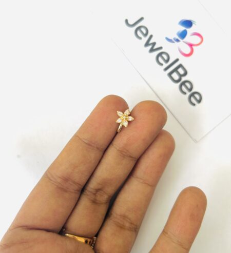 18k Gold Plated Presson Nose Pin- Flower (AD)diamond stones
