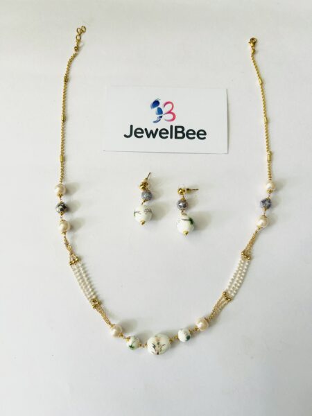 Pearl and bead  mala set -[Anti tarnish]