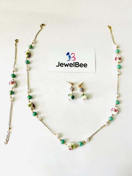 Pearl and bead Dual Tone mala set -[Anti tarnish]