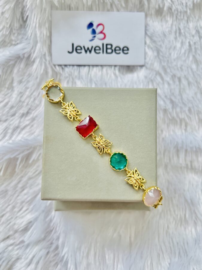Premium uncut stone Butterfly Bracelet with T-lock - Image 2